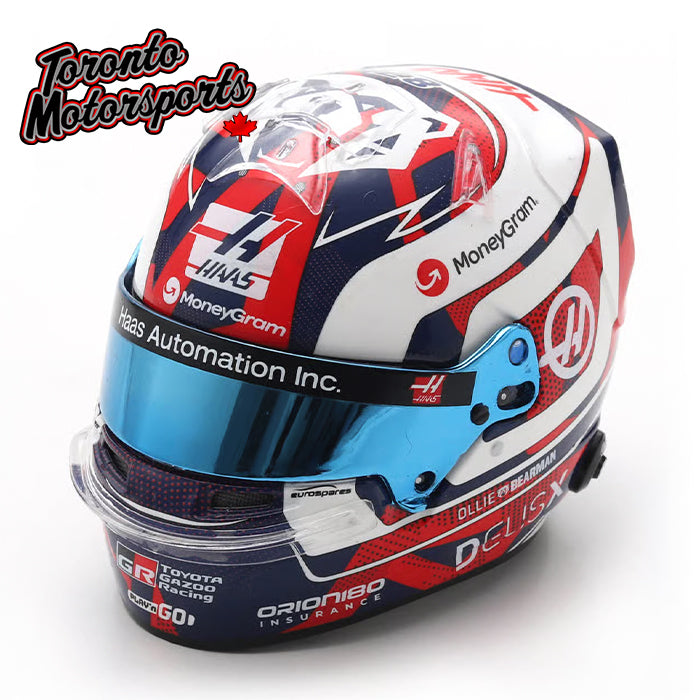 2025 Ollie Bearman - MoneyGram Haas F1 Team - British GP - F1 Replica Helmet - 1:5 Scale by Spark #5HF221