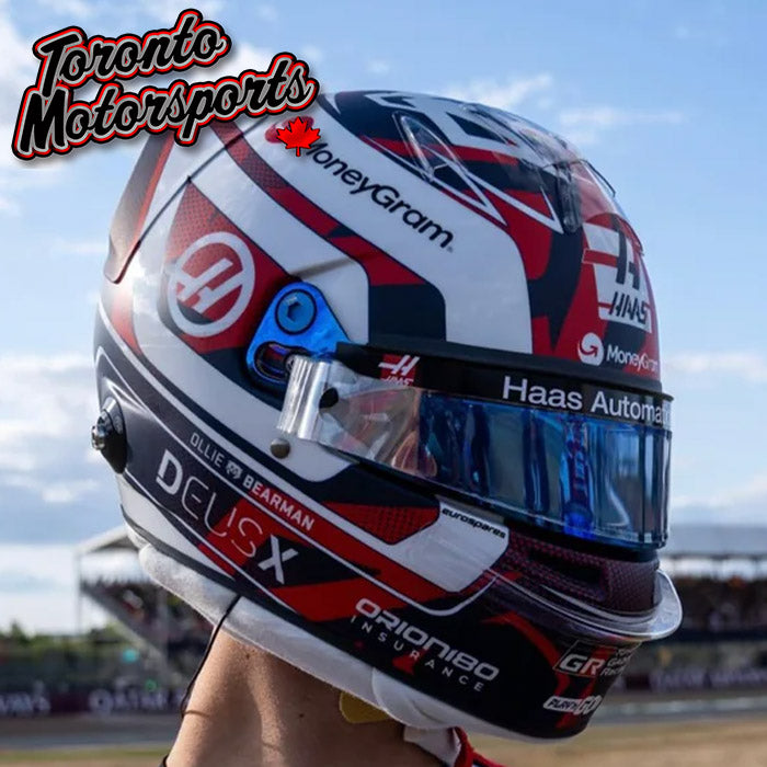 2025 Ollie Bearman - MoneyGram Haas F1 Team - British GP - F1 Replica Helmet - 1:5 Scale by Spark #5HF221