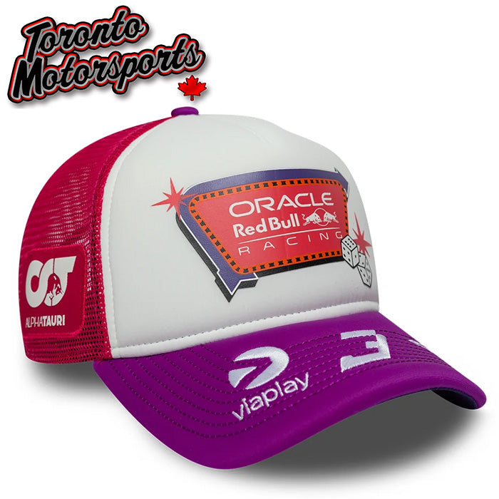 2026 Red Bull Racing F1 Max Verstappen #3 - Vegas GP Special Edition Team Hat New Era 9Seventy - Pink/Purple - Officially Licensed #60955769