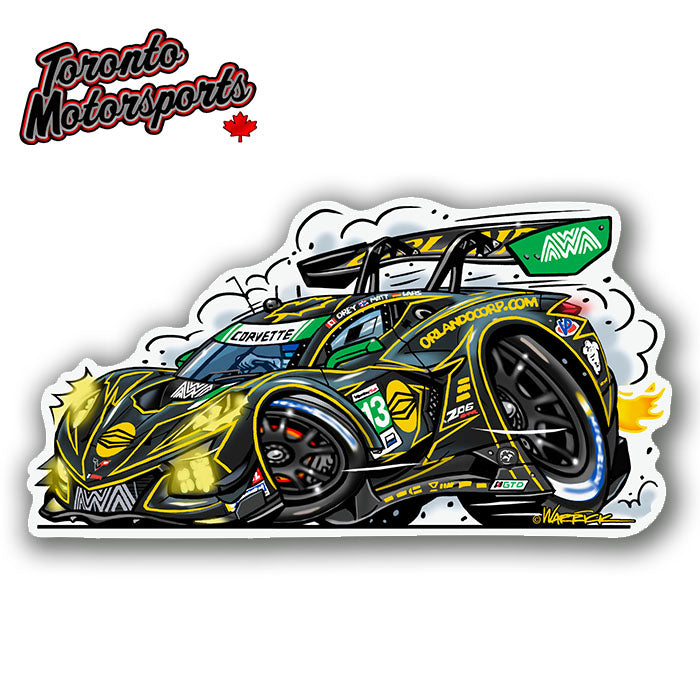 AWA Corvette Z06 GT3.R IMSA GTD CarTOON - Vinyl Decal #DECAL-AWA25