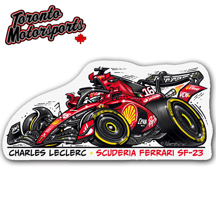 Charles LeClerc Scuderia Ferrari SF-23 F1 CarTOON - Vinyl Decal #DECAL-CLSF23