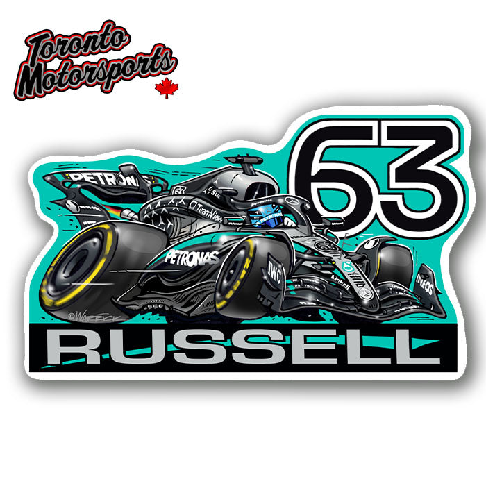 George Russell Mercedes F1 CarTOON - Vinyl Decal #DECAL-GR25 (189)