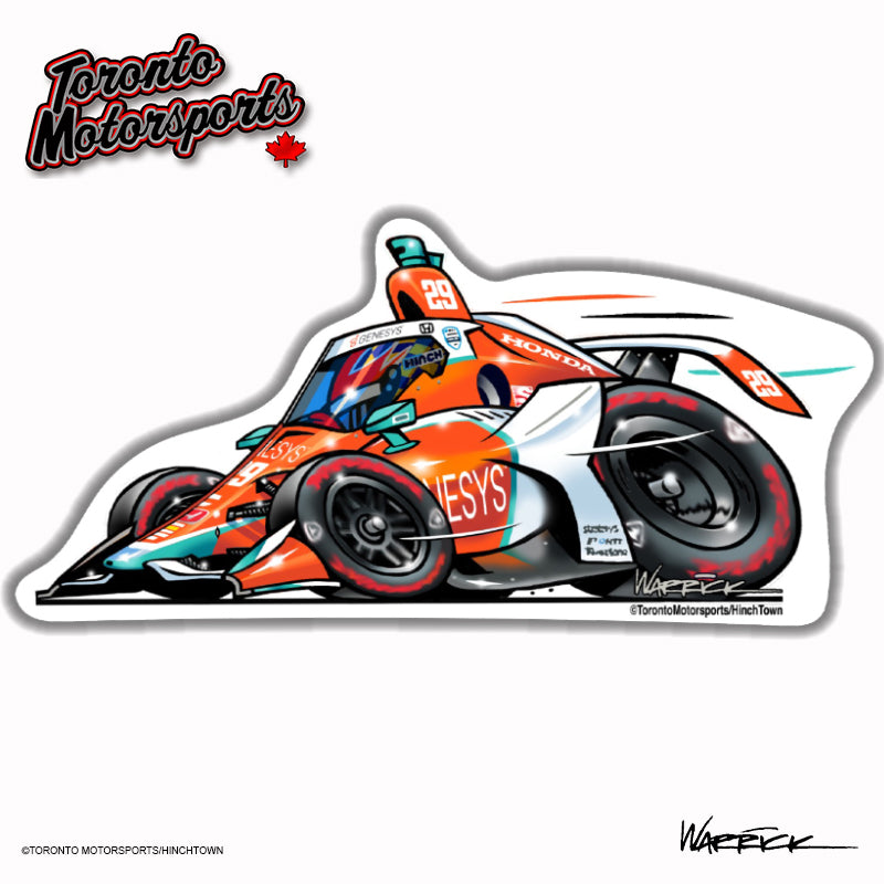 James Hinchcliffe 'Orange Whip 2021' - CarTOON  -  Die Cut Vinyl Sticker #HINCH-ORANGEWHIP2021