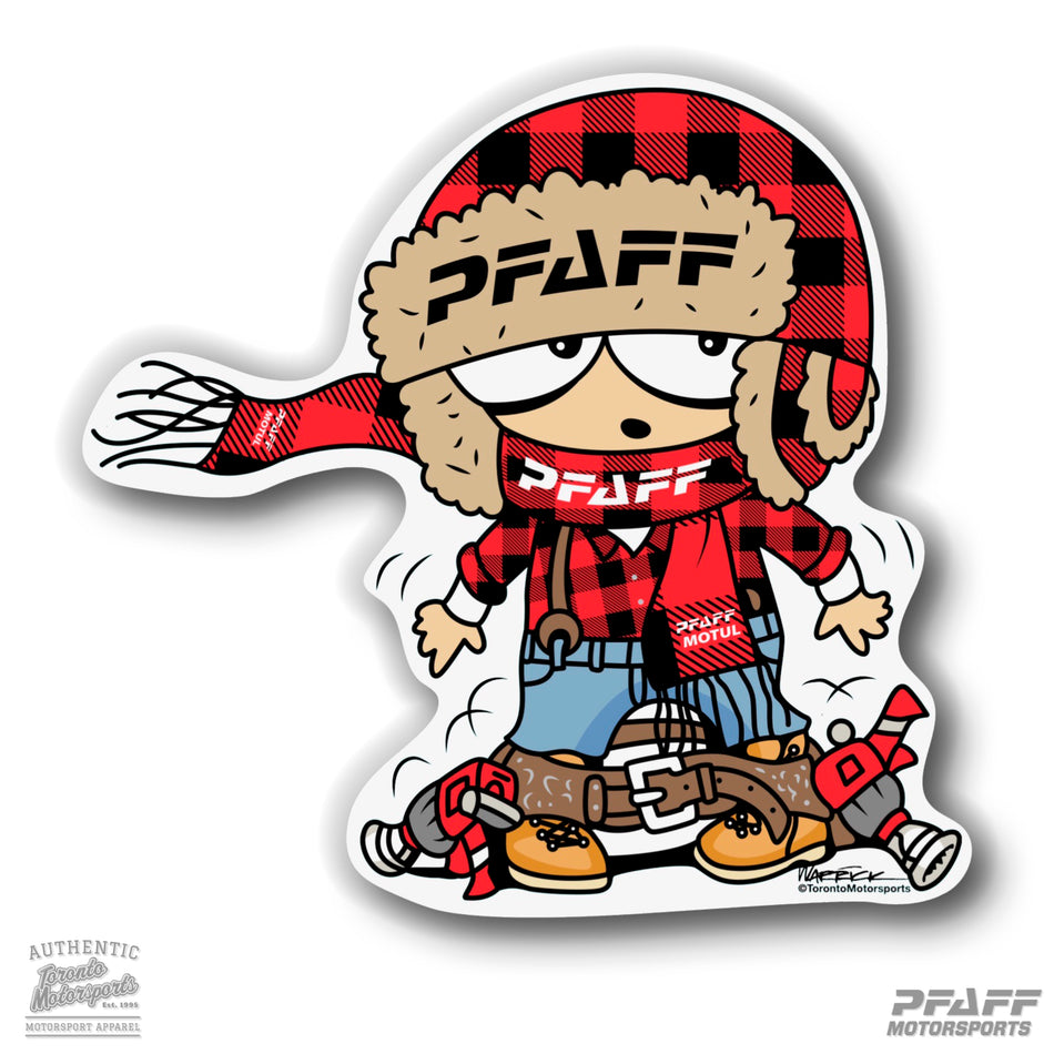 Pfaff Motorsports "Freddie" Mascot - Vinyl Decal  #DECAL-PFAFFMASCOT (177)