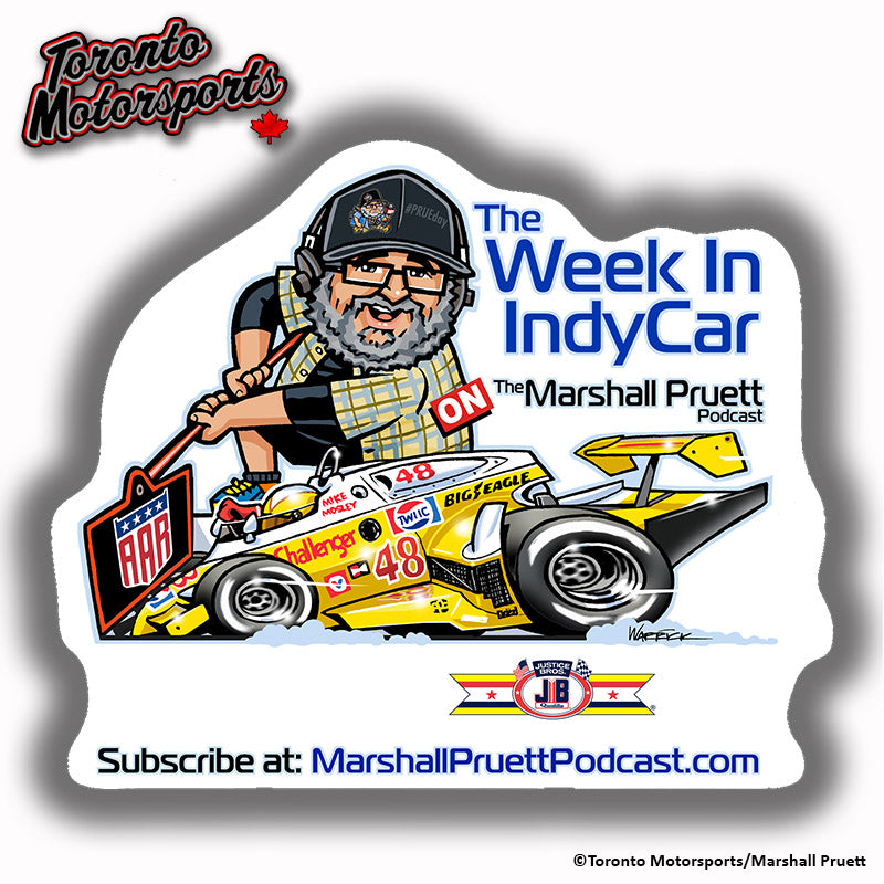 Marshall Pruett - The Week In IndyCar "AAR/PRUEday" IndyTOON Die Cut Vinyl Sticker #DECAL-TWIICEAGLEPRUE