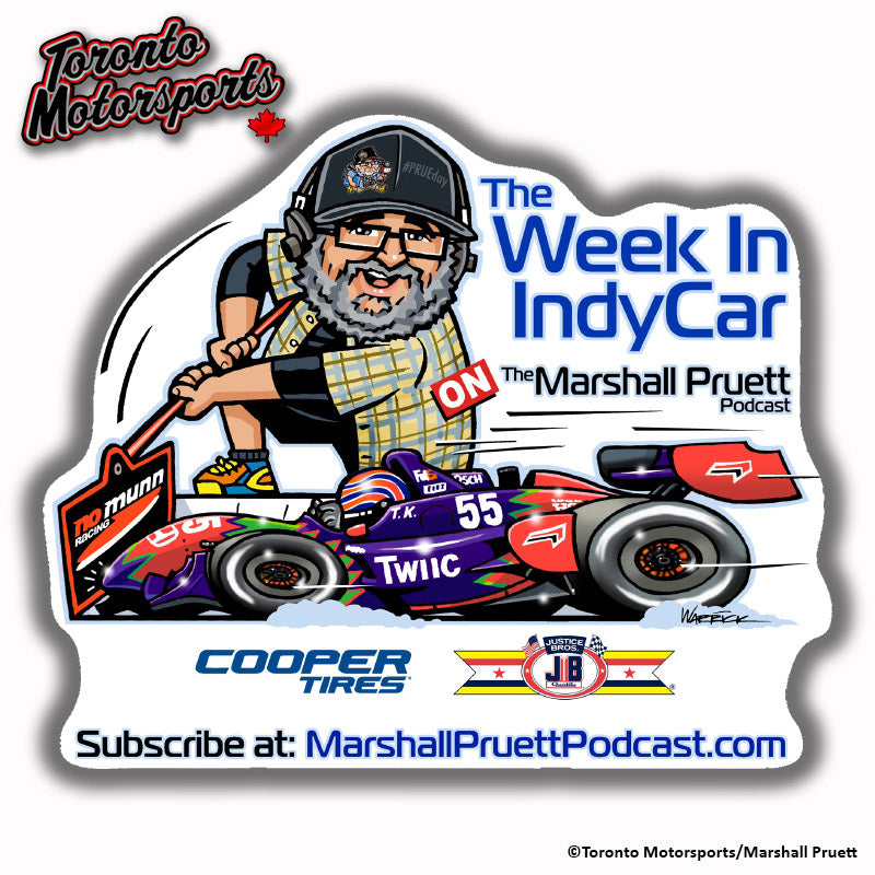 Marshall Pruett - The Week In IndyCar "TK/PRUEday" IndyTOON Die Cut Vinyl Sticker #DECAL-TWIICTKPRUE