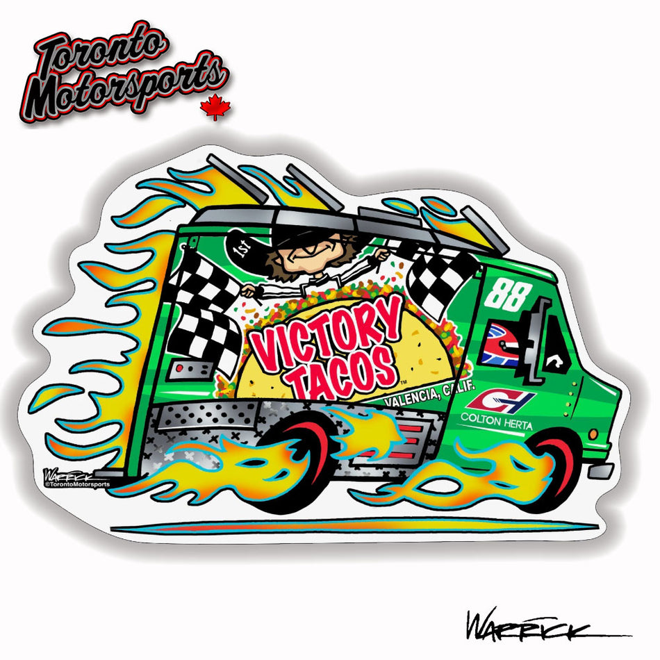 Colton Herta 'Victory Taco Truck' - IndyTOON Die Cut Vinyl Sticker #DECAL-CHTACOTRUCK