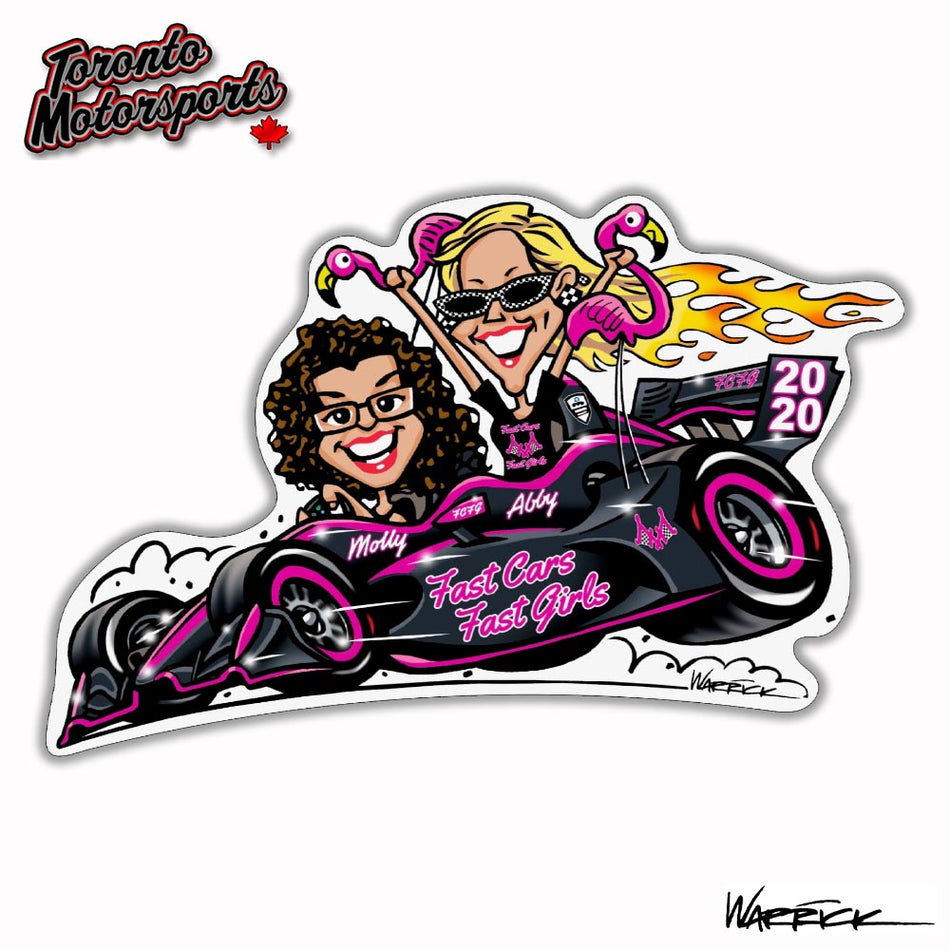 Fast Cars, Fast Girls - IndyTOON Die Cut Vinyl Sticker #DECAL-FCFG2020