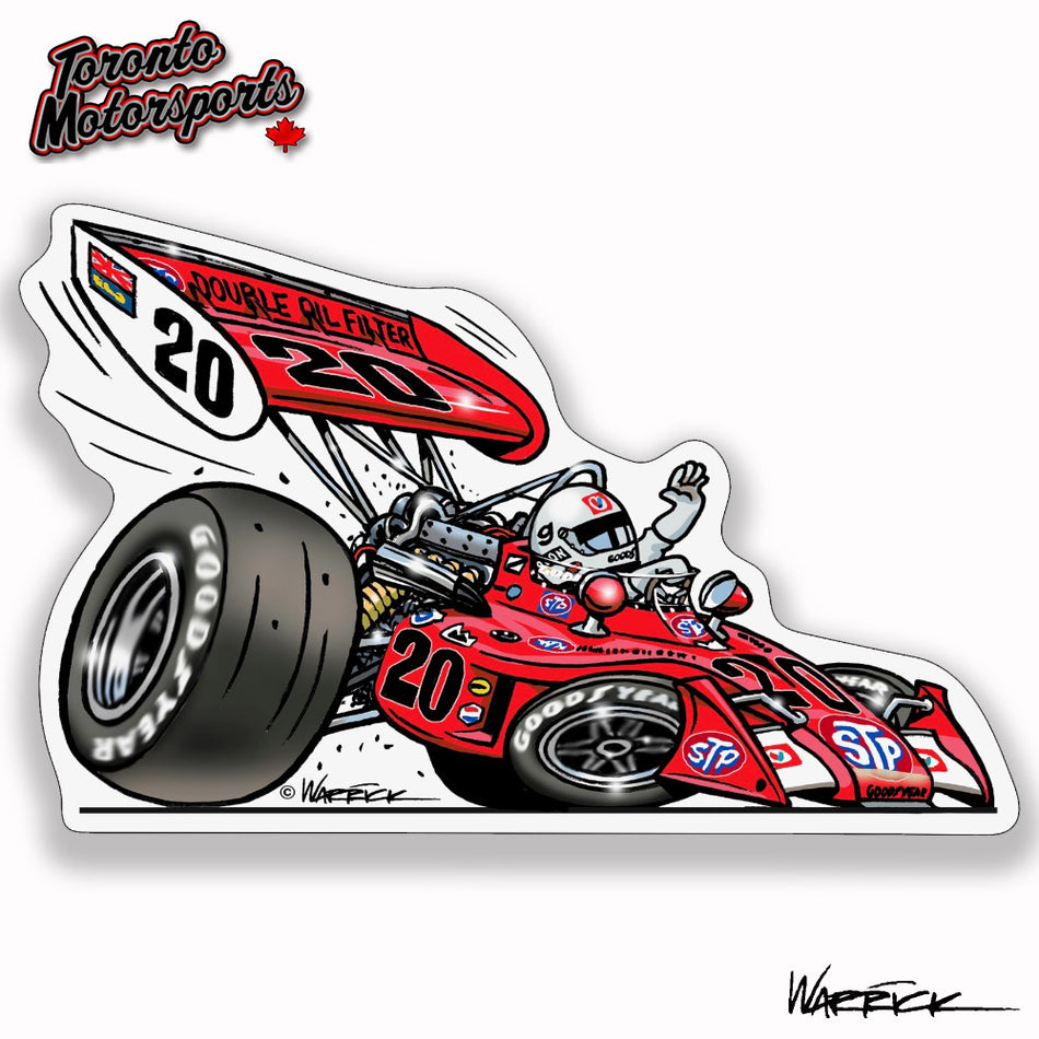 Gordon Johncock 1973 Indy 500 Winner - IndyTOON Die Cut Vinyl Sticker #DECAL-GJ73500 (95)