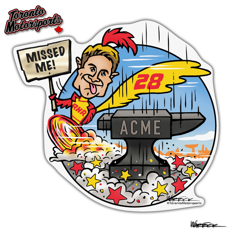 Ryan Hunter-Reay 'Cartoon Anvil' (Racing for Cancer Charity) Die Cut Vinyl Sticker #DECAL-RHRANVIL