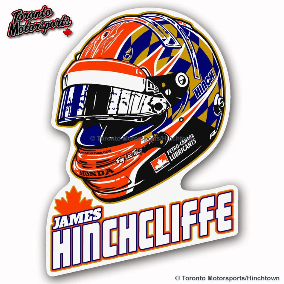 James Hinchcliffe Helmet  -  Die Cut Vinyl Sticker #HINCH-HELMETDECAL (132)