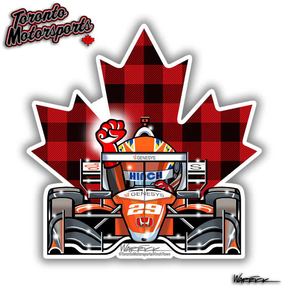 James Hinchcliffe 'Go Hinch' - Plaid Maple Leaf  -  Die Cut Vinyl Sticker #HINCH-PLAIDMAPLEDECAL