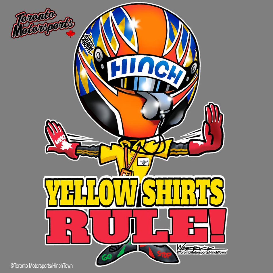 James Hinchcliffe HinchTOON "Yellow Shirts Rule" -  Die Cut Vinyl Sticker #HINCH-STICKERYSR (141)