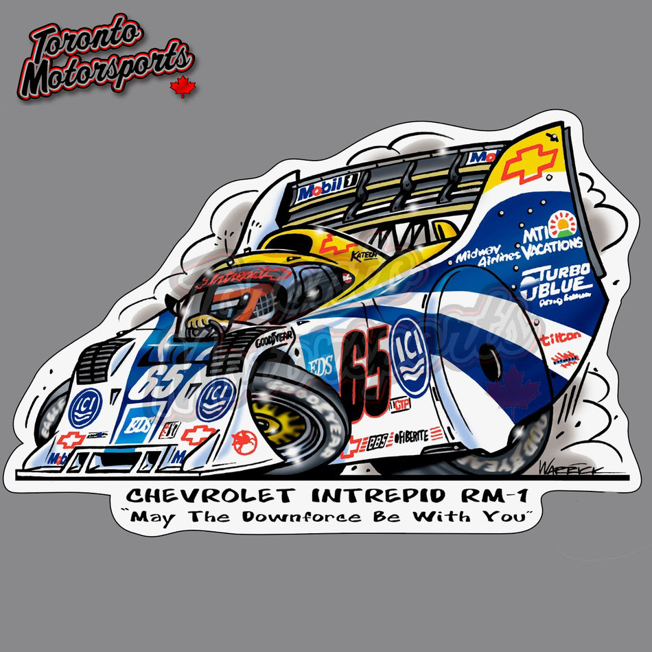 Chevrolet Intrpid RM-1 #65 "May The Downforce Be With You"  - IMSATOON Die Cut Vinyl Sticker #IMSATOON-INTREPID65 (49)