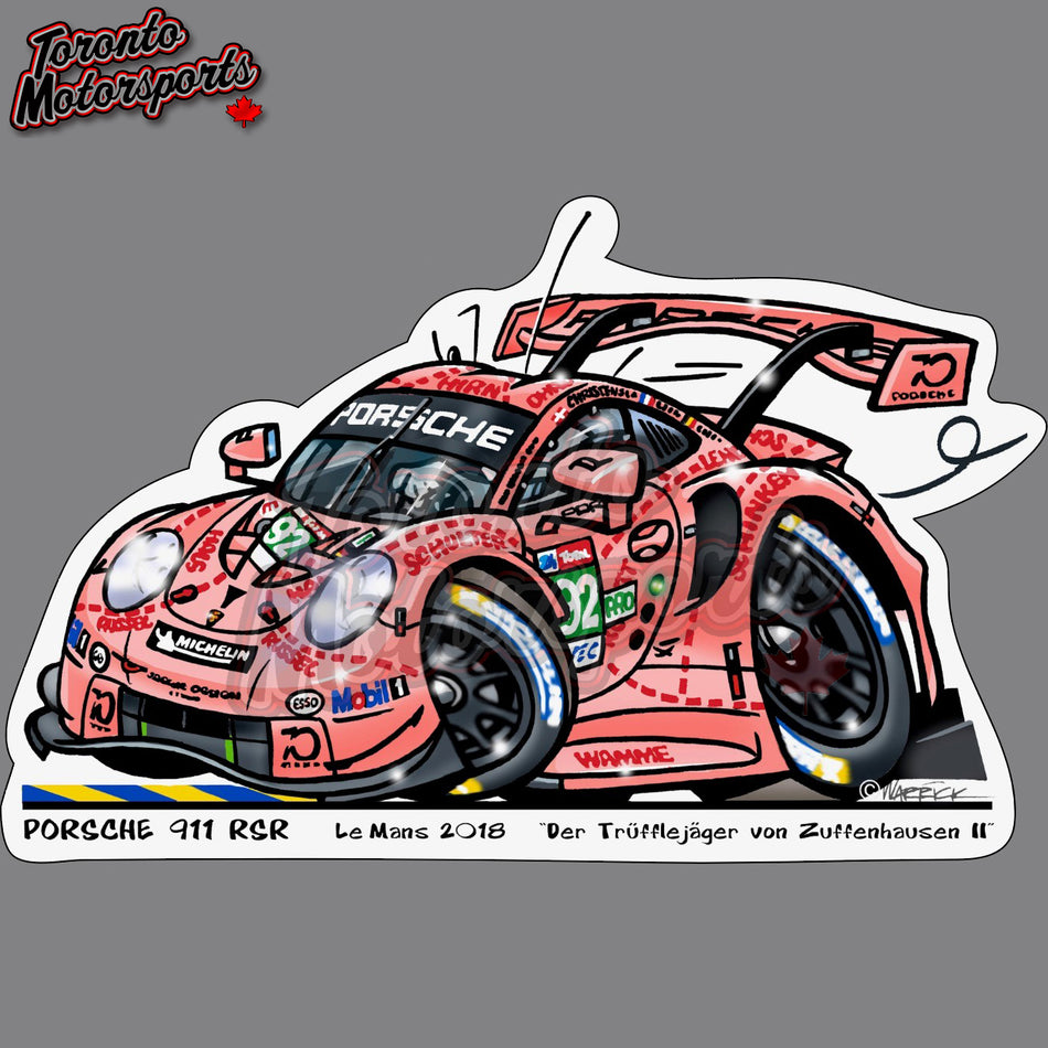 Porsche 911 RSR LeMans 'Pink Pig' "Der Trufflejager von Zuffenhausen II"  - IMSATOON Die Cut Vinyl Sticker #IMSATOON-PPIG92 (91)