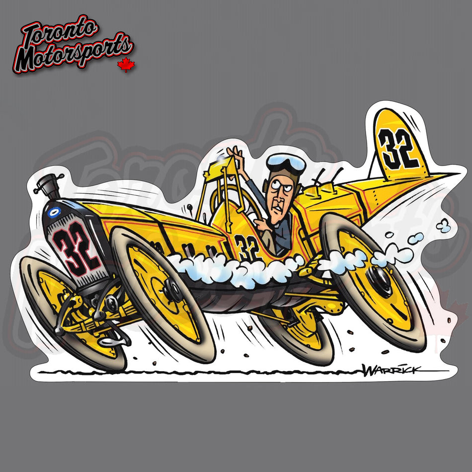 Ray Harroun, Marmon Wasp - "1911 500 WINNER" - IndyTOON Die Cut Vinyl Sticker #INDYTOON-1911 (82)