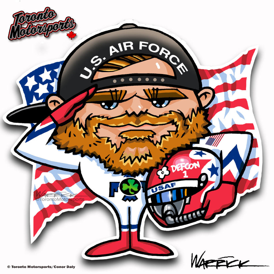 Conor Daly "Captain Conor" DEFCON 1 - IndyTOON Die Cut Vinyl Sticker #INDYTOONCD