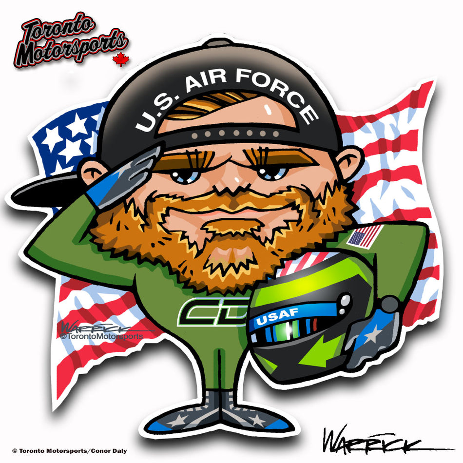 Conor Daly "Captain Conor" - IndyTOON Die Cut Vinyl Sticker #INDYTOONCD2