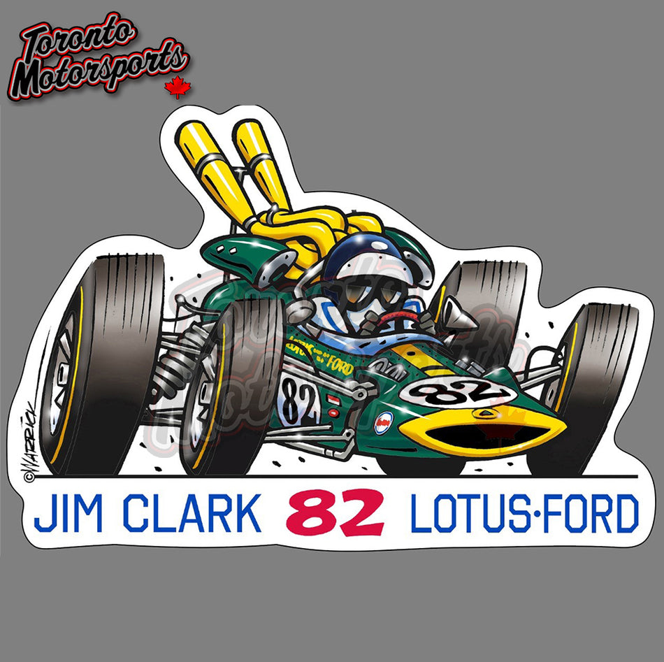 Jim Clark Lotus Ford 38/1 - "1965 500 WINNER" - IndyTOON Die Cut Vinyl Sticker #INDYTOON-1965 (98)