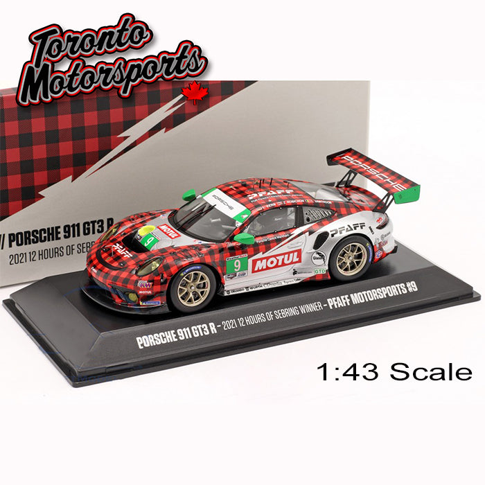 2021 Porsche 911 GT3 R Pfaff Motorsports #9 Kern/Vanthoor/Robichon - 12h Sebring WINNER 1:43 Scale by Spark #MAP02085221