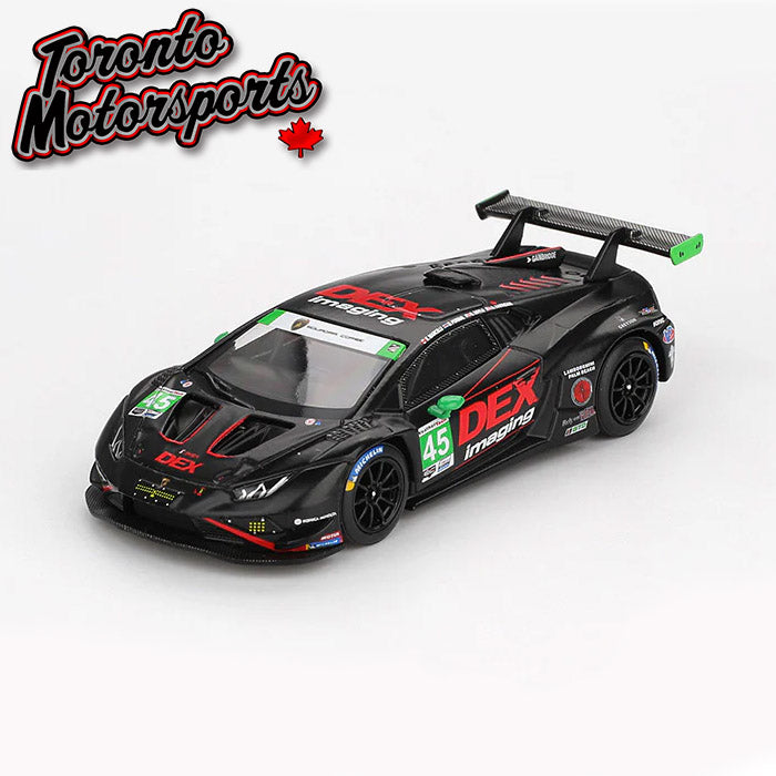 2024 Lamborghini Huracan GT3 EVO2 #45 Graham Doyle/Formal/Harrison/Marcelli – IMSA Daytona 24hrs 1:64 Scale by MiniGT #MGT01129