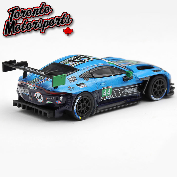 2025 Aston Martin Vantage GT3 Evo Magnus Racing #44 Lally/Potter/Pumpelly/Thiim – IMSA Daytona 24 Hrs 1:64 Scale by MiniGT #MGT01334