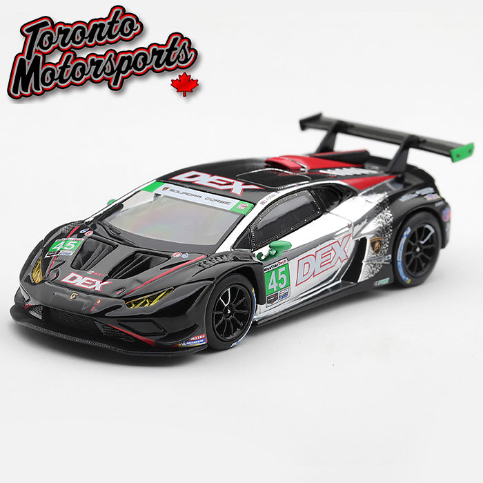 2025 Lamborghini Huracan GT3 EVO2 DEX WTR #45 Formal/Hindman – WINNER GTD CLASS IMSA Chevrolet Grand Prix 1:64 Scale by MiniGT #MGT01370