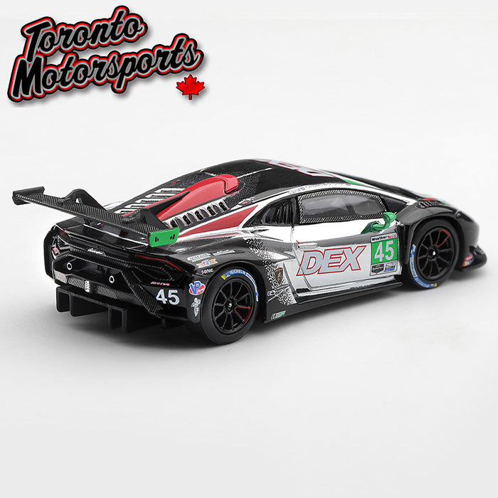 2025 Lamborghini Huracan GT3 EVO2 DEX WTR #45 Formal/Hindman – WINNER GTD CLASS IMSA Chevrolet Grand Prix 1:64 Scale by MiniGT #MGT01370