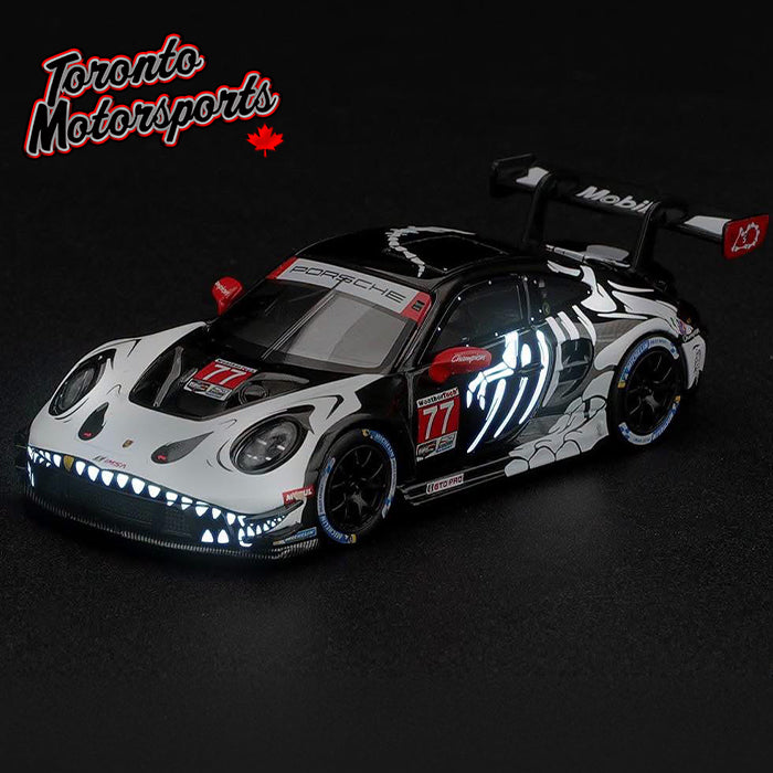 2026 Porsche 911 GT3 R AO Racing #77 - REXY GLOWING SKELETON - BLISTER PACKAGING – IMSA Petit LeMans 1:64 Scale by MiniGT #MGTAOGLOW-MGT (MGT01436)