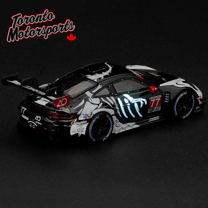 2026 Porsche 911 GT3 R AO Racing #77 - REXY GLOWING SKELETON - BLISTER PACKAGING – IMSA Petit LeMans 1:64 Scale by MiniGT #MGTAOGLOW-MGT (MGT01436)