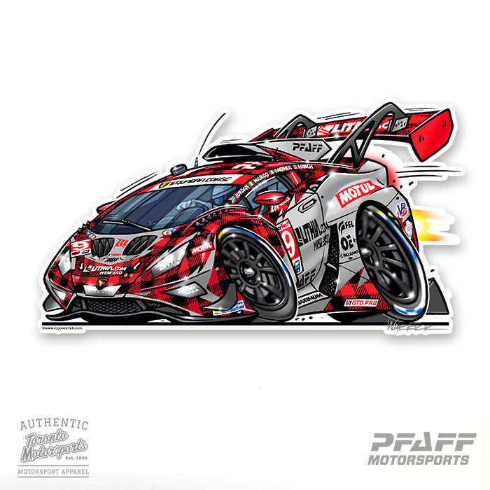 Pfaff Motorsports Lamborghini Huracan GT3 EVO2 #9 Lithia.com (DAYTONA) CarTOON  - Vinyl Decal #PFAFF25-DECAL1 (159)