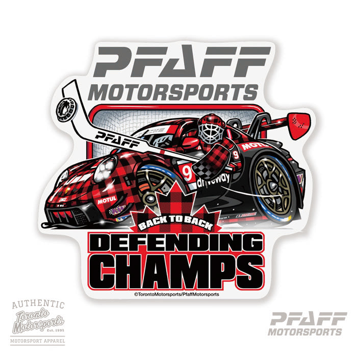 Pfaff Motorsports 'DEFENDING CHAMPS' - Vinyl Decal  #PFAFF-DECALDCHAMPS