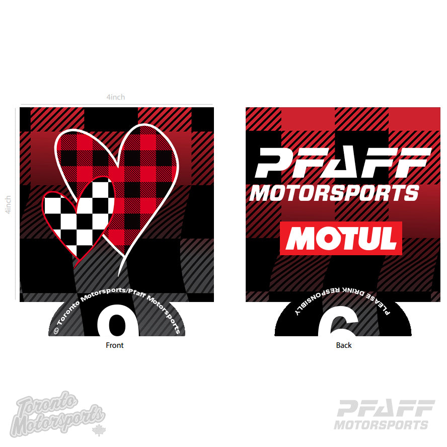 Pfaff Motorsports 'Plaid Heart' Neoprene Beverage Cooler  #PFAFF-HEARTCOOLER