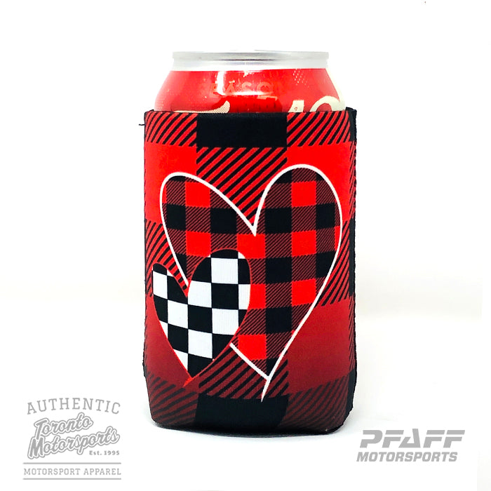 Pfaff Motorsports 'Plaid Heart' Neoprene Beverage Cooler  #PFAFF-HEARTCOOLER
