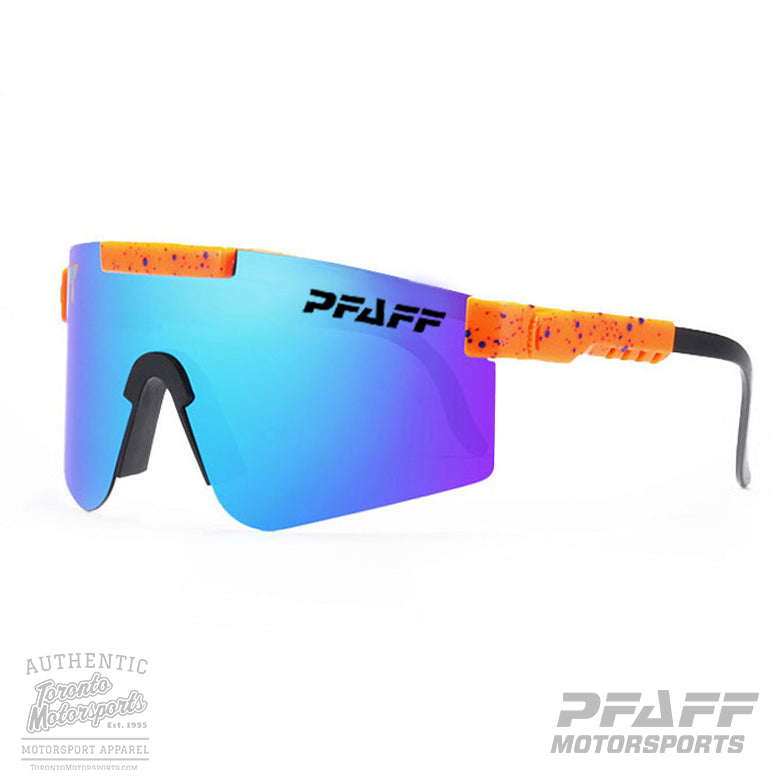Pfaff Motorsports "Team Pit Crew" Papaya w/ Blue Mirrored Lens Sunglasses #PFAFF24-101PAP