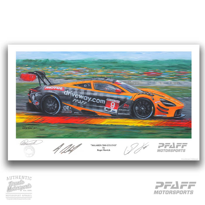 .Pfaff Motorsports 'McLaren 720s GT3R' DRIVER SIGNED Ltd. Edition Print by Roger Warrick #PFAFF24-199
