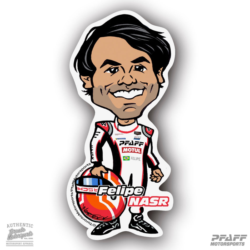 Pfaff Motorsports - Felipe Nasr Cartoon- Vinyl Decal  #DECAL-PFAFFNASR