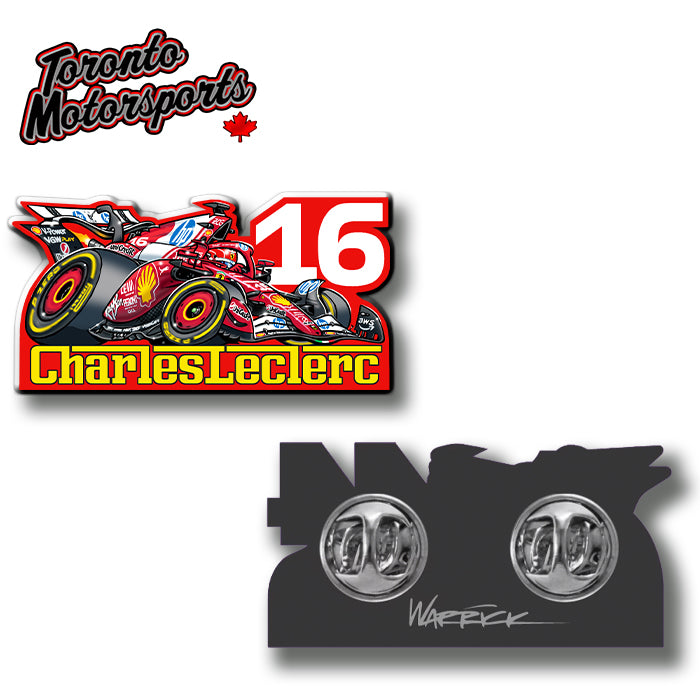 Charles LeClerc Ferrari SF25 F1 - Warrick CarTOON Art - Enamel Collector Pin #PIN-CL25