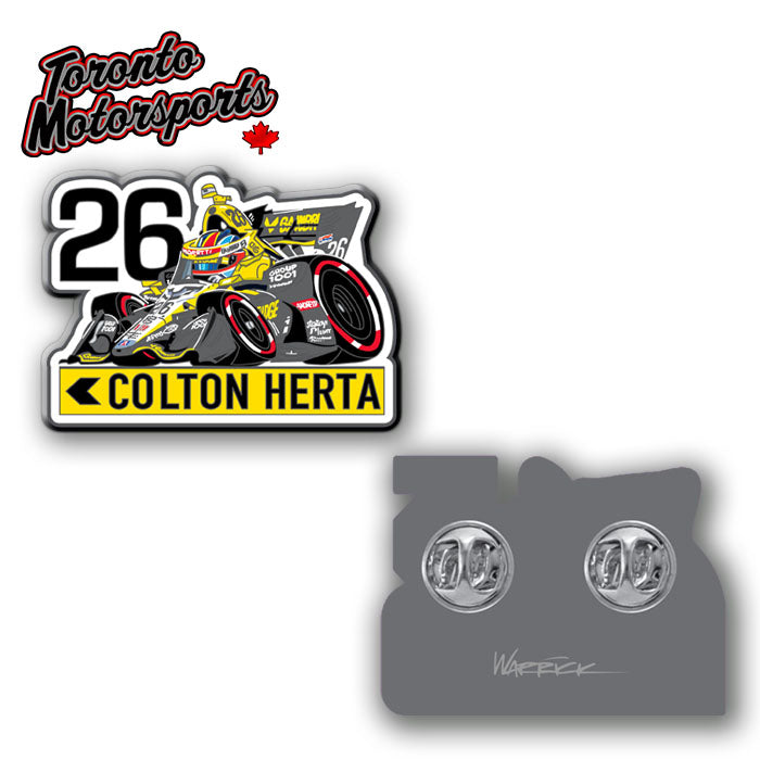 Colton Herta - Andretti Global IndyCar - Warrick CarTOON Art - Enamel Collector Pin #PIN-HERTA