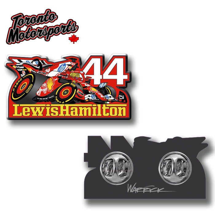 Lewis Hamilton Ferrari SF25 F1 - Warrick CarTOON Art - Enamel Collector Pin #PIN-LH25