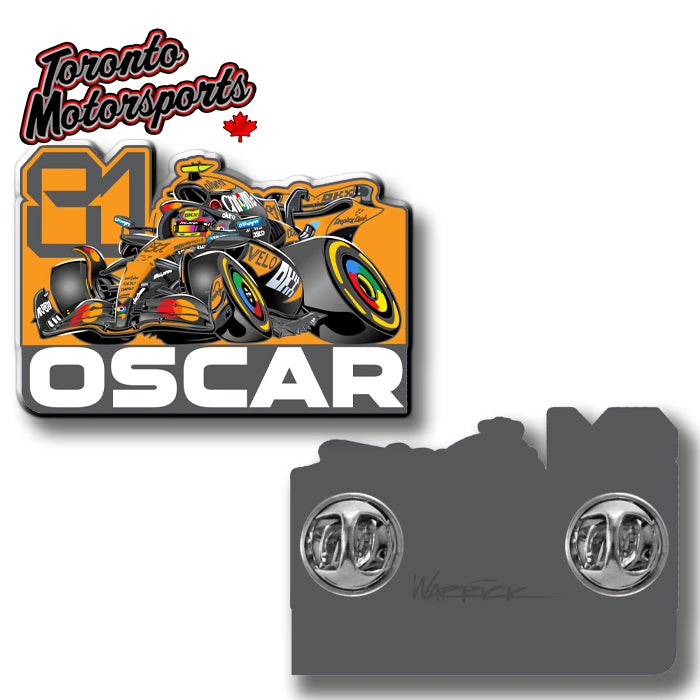 Oscar Piastri McLaren MCL39 F1 - Warrick CarTOON Art - Enamel Collector Pin #PIN-OP25