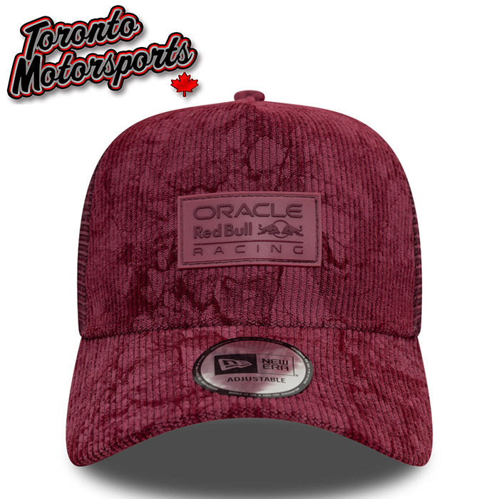 .2025 Red Bull Racing F1 Burgundy Crackle Corduroy Trucker- New Era E-Frame Team Cap - Officially Licensed #RB-60595762