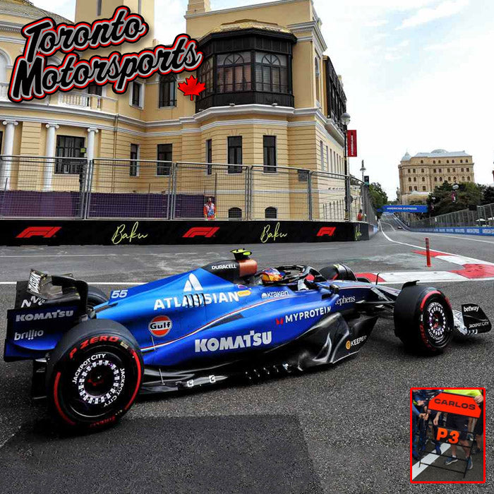 2025 Williams Racing FW47 F1 #55 Carlos Sainz - 3rd Azerbaijan GP *W/ PIT BOARD* 1:43 Scale by Spark #S9633