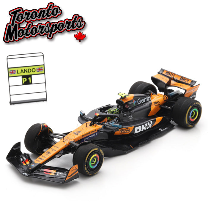 2025 McLaren MCL39 F1 #4 Lando Norris – WINNER Brazilian GP *w/NUMBER BOARD* 1:43 Scale by Spark #S9675