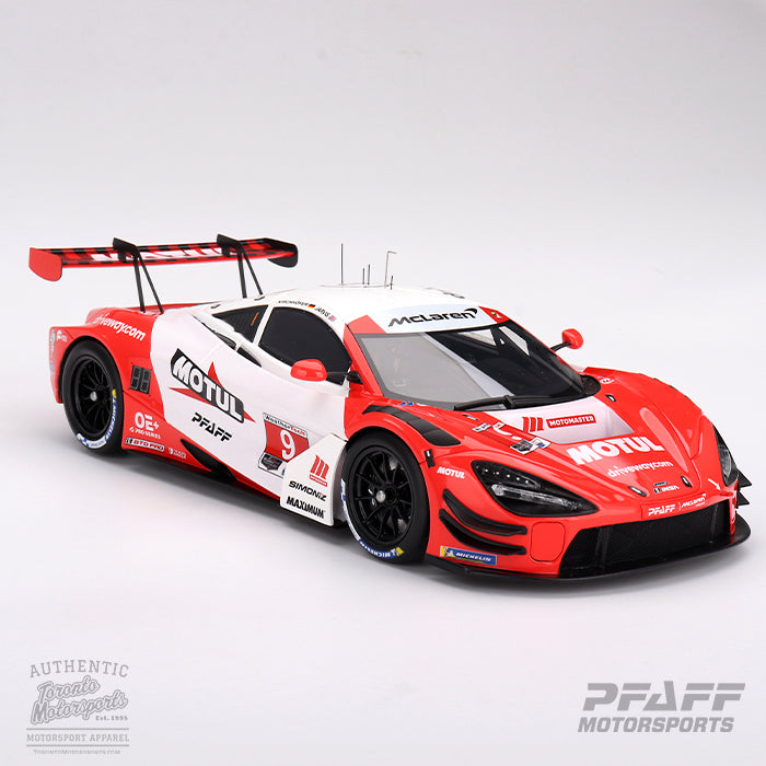 2024 McLaren 720 GT3 EVO Pfaff Motorsports #9 Jarvis/Kirchhofer - 'Senna Tribute' IMSA MOTUL Course de Monterey 1:18 Scale by TopSpeed #TS0583