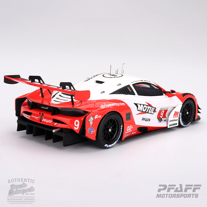 2024 McLaren 720 GT3 EVO Pfaff Motorsports #9 Jarvis/Kirchhofer - 'Senna Tribute' IMSA MOTUL Course de Monterey 1:18 Scale by TopSpeed #TS0583