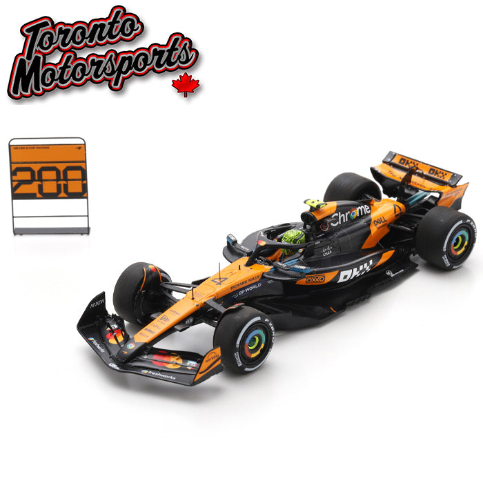 2025 McLaren MCL39 F1 #4 Lando Norris - WINNER Hungarian GP 'McLaren 200GP Wins' *W/ PIT BOARD* 1:43 Scale by Spark #S9640